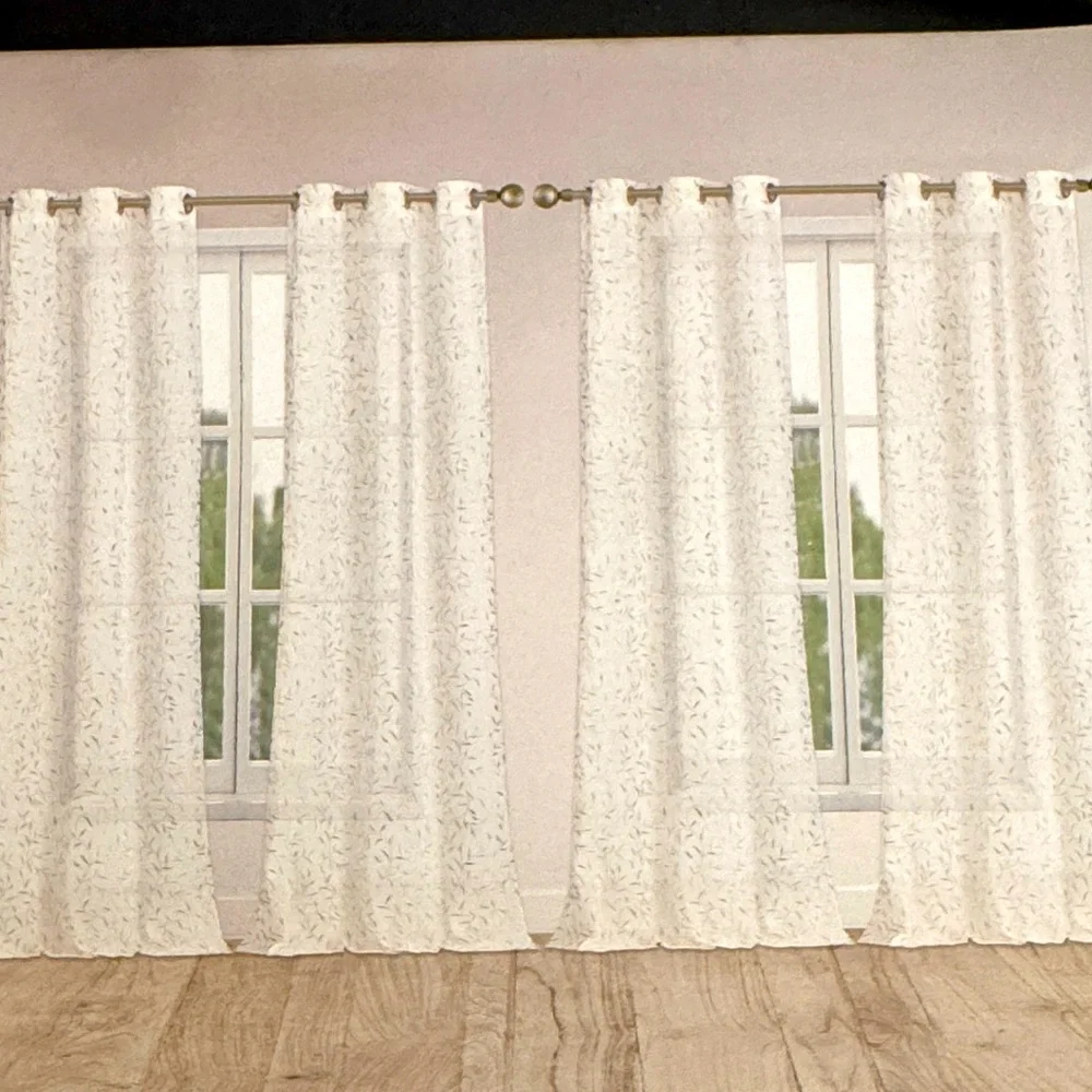 FLORA Collection Extra Long Set Of 4 Grommet Window Panels - 37